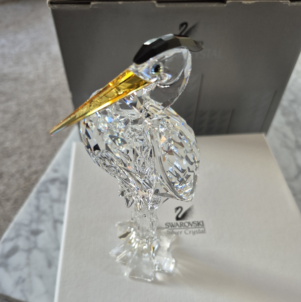 Swarovski Crystal Bird Figurine with Gold Beak